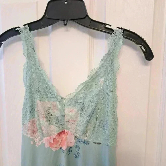 ❤️ NWOT Flora Nikrooz Green Floral Chemise Small Lace Nightie Pajama Slip - Picture 9 of 10
